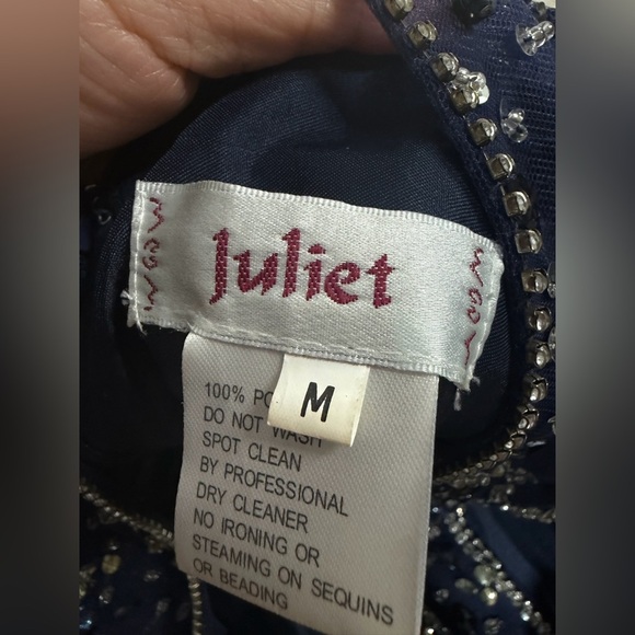 Juliet 808 Short Pleated A Line Homecoming Beaded Cocktail Dress size M - Picture 2 of 8